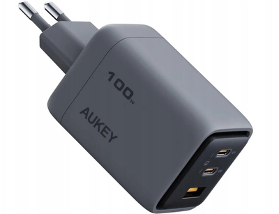 Karikues murit Aukey PA-C5 Comet Mix 3, 100W, 2x USB-C edhe 1x USB, gri