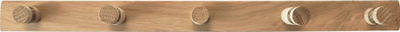 Varëse muri Homeit Oak Coat Rack, 5 varëse, dru lisi, ngjyrë natyrale