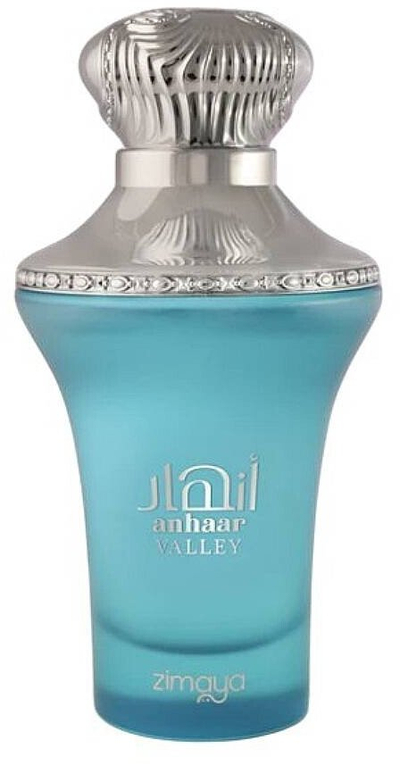 Parfum Zimaya Anhaar Valley, aromë lulesh dhe frutash, shishe blu