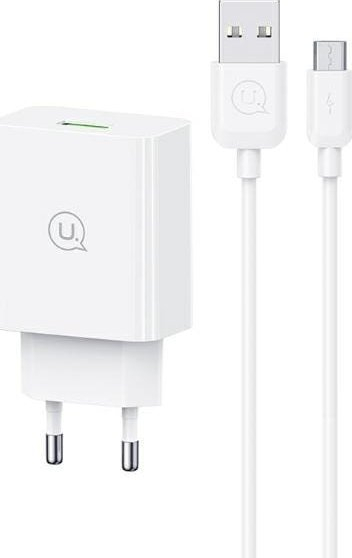 Karikues muri USAMS, 18W, USB me kabllo micro USB, i bardhë
