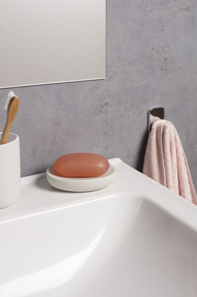 Mbajtëse sapuni Soft Soap Dish, qeramike, rrumbull, e bardhë