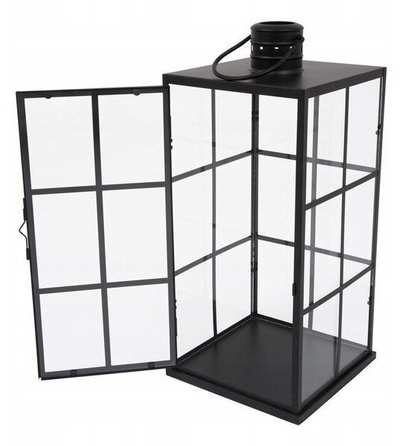 Kandil metalik ProGarden, 14.5 x 14.5 x 39 cm, gri