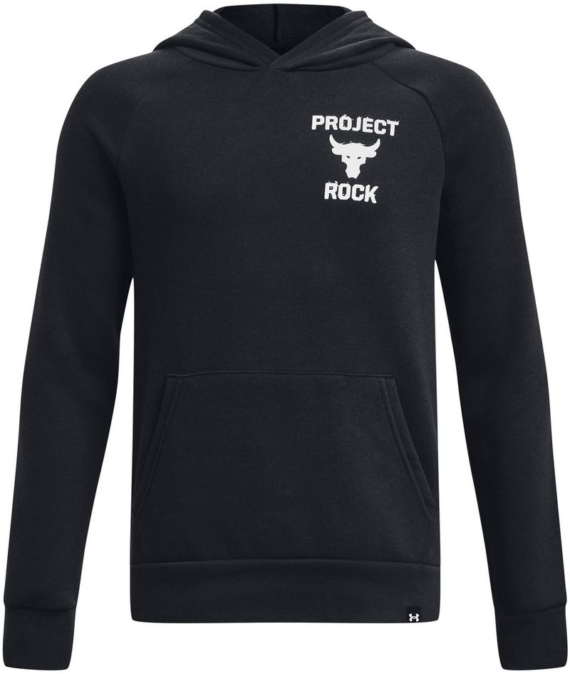 Bluzë me kapuç Under Armour Project Rock Rival Fleece Boys, pambuk, e zezë