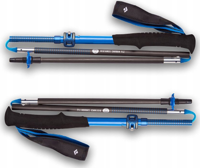 Shkopinj trekking Black Diamond Distance Carbon FLZ, 125cm, karbon, blu me të zezë