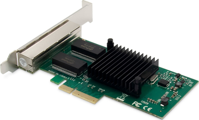 Kartë rrjeti Digitus DN-10114, 4 porta Gigabit, PCIe, ngjyrë e zezë