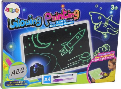 Tabelë vizatimi LED Leantoys 2 në 1, A4, me shabllone, shumëngjyrëshe