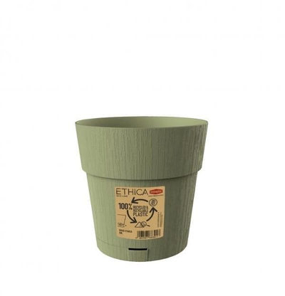 Vazo plastike Ethica Plastic Pot, 15cm, vetë ujitëse, jeshile ulliri
