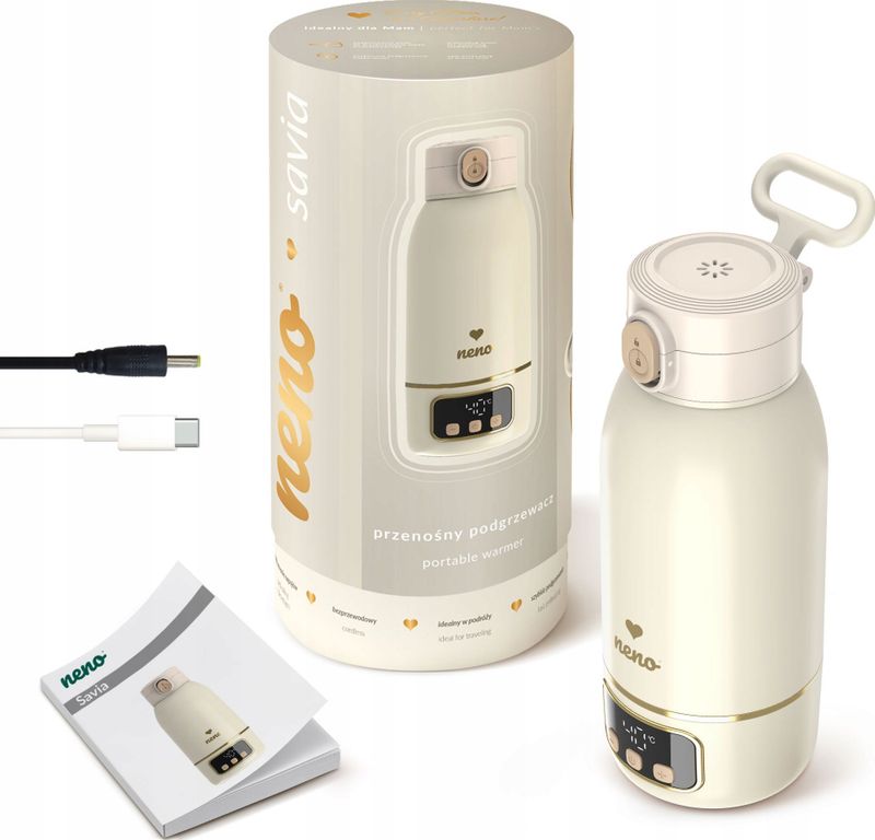 Ngrohës portativ për qumësht Neno Savia, 500ml, ekran digjital, bezhë
