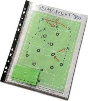Fletë taktike futbolli Yakimasport, format A4, me mbrojtëse plastike, e gjelbër