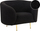 Fotelje LOEN Boucle, stil Art Deco, këmbë metalike ari, e zezë