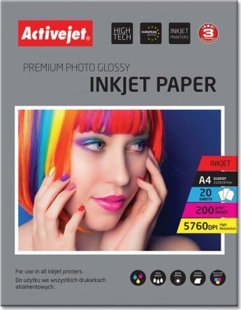 Letër fotografike Activejet AP4-200G20, A4, 200g m², e bardhë