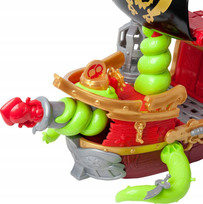 Set loje Piratix Kraken Ship, anije piratësh me Kraken që lëviz, 2 figurina, plot aksesorë, shumëngjyrësh