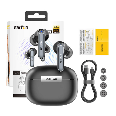 Kufje wireless EarFun Air2 TWS, me këllëf karikues, touch control, të zeza