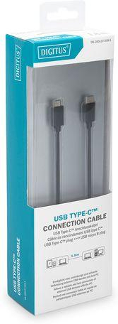 Kabllo Digitus USB Cable USB-C - USB-C, 1.8m, e zezë