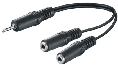 Kabllo audio splitter M-CAB, 3.5mm mashkull në 2x 3.5mm femër, 20cm, i zi
