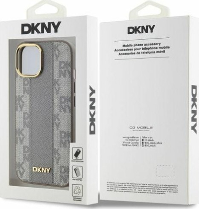 Mbulojë telefoni DKNY DKHMP14SPCPVSLE për iPhone 14 6.1", hardcase lëkurë, kompatibile MagSafe, bezhë