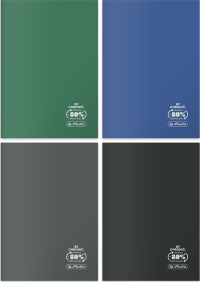 Bllok shënimesh Herlitz A5 Eco PP Ocean Colors, 60 fletë me katrorë, paketim 5 copë