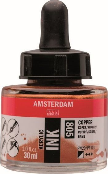 Bojë akrilike Amsterdam Acrylic Ink Copper, 30ml, bakër metalik