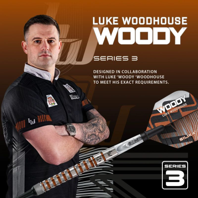 Shigjeta darts Luke Woodhouse Series 3, soft tip, 18g, argjendt me bakër