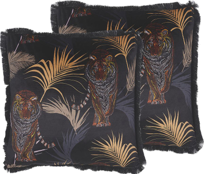 Set jastëkësh dekorativë Beliani RAMTEK, 45x45 cm, kadife, e zezë
