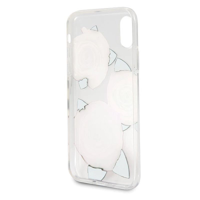 Kapak telefoni Guess Flower Desire për iPhone X, hard cover, i tejdukshëm