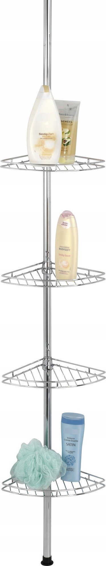 Raft dushi teleskopik Wenko Telescopic Shower Shelf, 275cm, 4 rafte, argjendtë