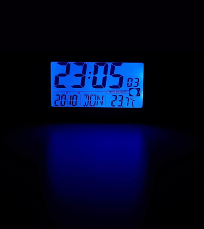 Orë alarmi dixhitale Mebus 51460, ekran LCD, matje temperature, antracit