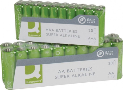 Bateri alkaline Q-Connect AAA Economy, 1.5V, pak 20 copë, jeshile