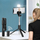 Selfie stick tripod univerzal, 3 në 1, telekomandë Bluetooth, llambë ndriçimi, i zi