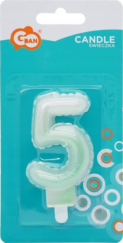 Qiri ditlindje Godan, numri 5, 7cm, bardh e jeshile perle
