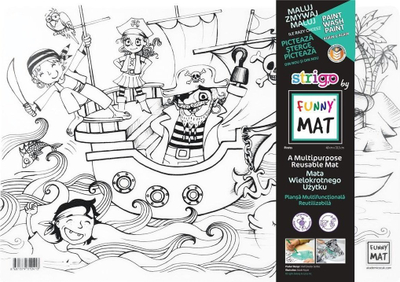 Fletë ngjyrosje e ripërdorshme FunnyMats, me piratë, 48 x 33.5 cm, shumëngjyrëshe