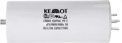 Kondensator motorik Kemot URZ3138, 50uF, 450V, i bardhë