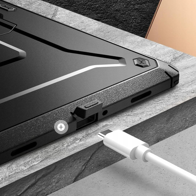 Mbulesë SUPCASE Unicorn Beetle Pro për Samsung Galaxy Tab A11 Plus, me kënd mbajtjeje, me mbrojtës ekrani, e zezë