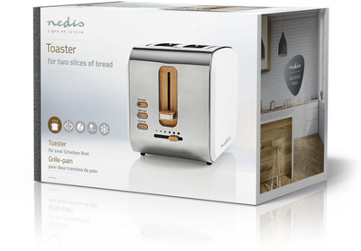 Tostjer inox Extra Wide, 900W, 2 vende, 6 nivele pjekjeje, i bardhë
