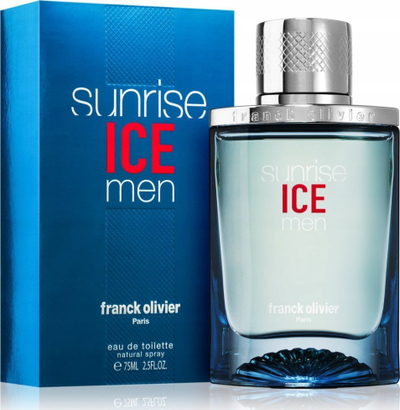 Parfum burrash Franck Olivier Sunrise Ice Men, EDT 75 ml, aromë e freskët, blu