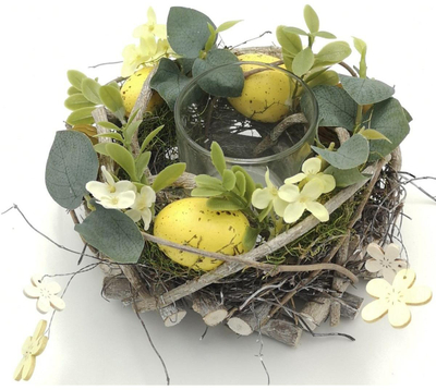 Mbajtëse dekorative qiriu Saska Easter Wreath, 16 cm, për tea light, shumëngjyrëshe