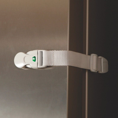Bllokues sigurie Dreambaby EZY-Check Strap Latch, rrip 25 cm, ngjitës i fortë, i bardhë