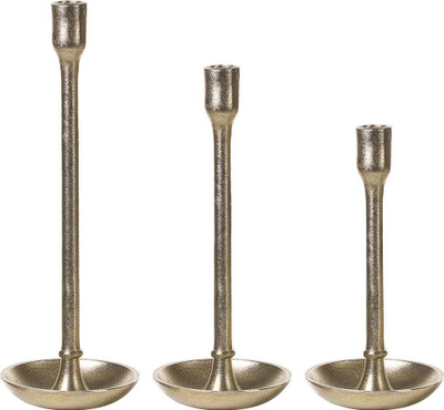 Set mbajtësesh qirinjsh Beliani LIWUNG, 3 copë, metal, ngjyrë ari