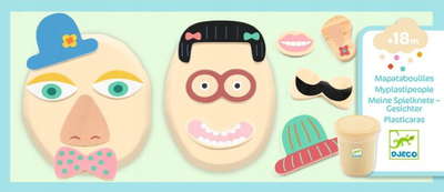 Set plasteline për fëmijë Djeco My Play Dough Faces, 140g, 18m+, ngjyrë e verdhë
