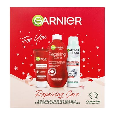 Set Garnier Repairing Care - losion trupi 400 ml + krem për duar 100 ml + antiperspirant 150 ml