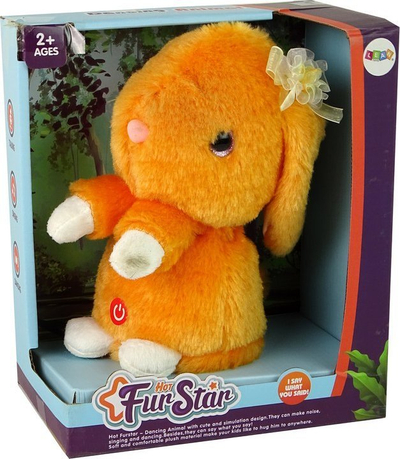 Lepurush pelushi interaktiv Leantoys Dancing Rabbit, përsërit tingujt, 20 cm, portokalli