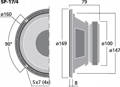 Altoparlant Monacor SP-17/4, 60W, 4 Ohm, i zi