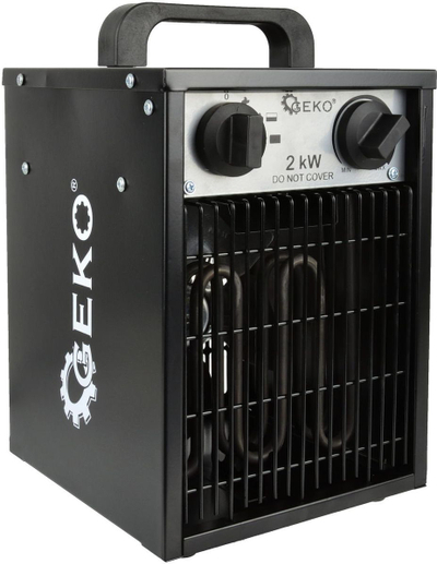 Електричен грејач Geko 2kW, 2000W, со термостат, црн