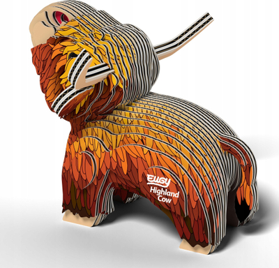 Puzzle 3D Eugy Highland Cow, 34 copa, ekologjik, shumëngjyrësh