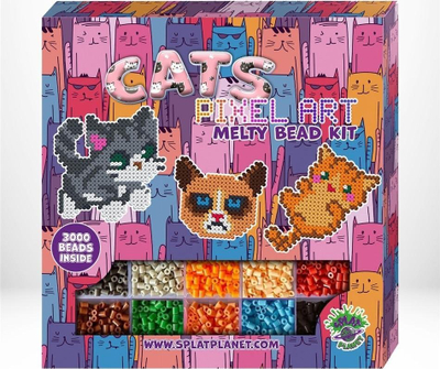 Set kreativ Splat Planet Cats Pixel Art, 3000 rruaza, për hekurosje, shumëngjyrësh