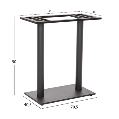 Bazë tavoline bari HM478.20, metal, 40x80x90 cm, gri matte