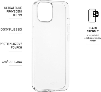 Futrollë telefoni FIXED Skin Cover për iPhone 14, 0.6 mm, TPU i hollë e fleksibël, transparente