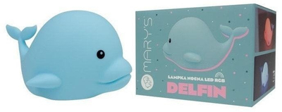 Llampë nate Marys Dolphin, LED RGB, karikim USB, shumëngjyrëshe