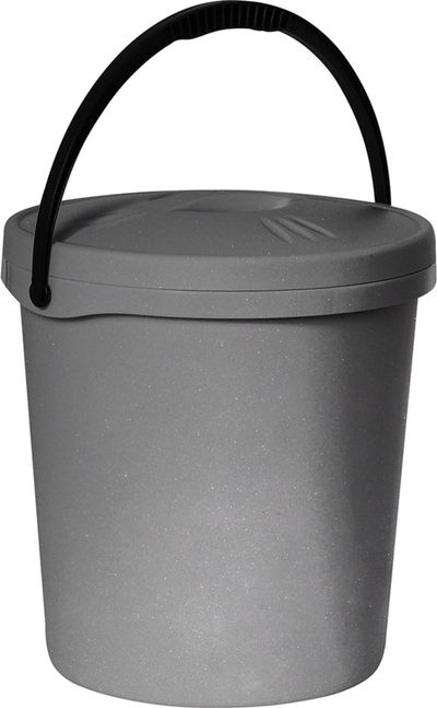 Пластично кофа со капак, 16L, сребрена