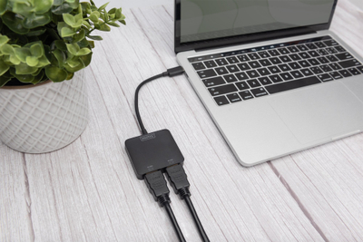Видео HUB Digitus 2-Port MST, USB-C во 2x HDMI, 4K 60Hz, црн